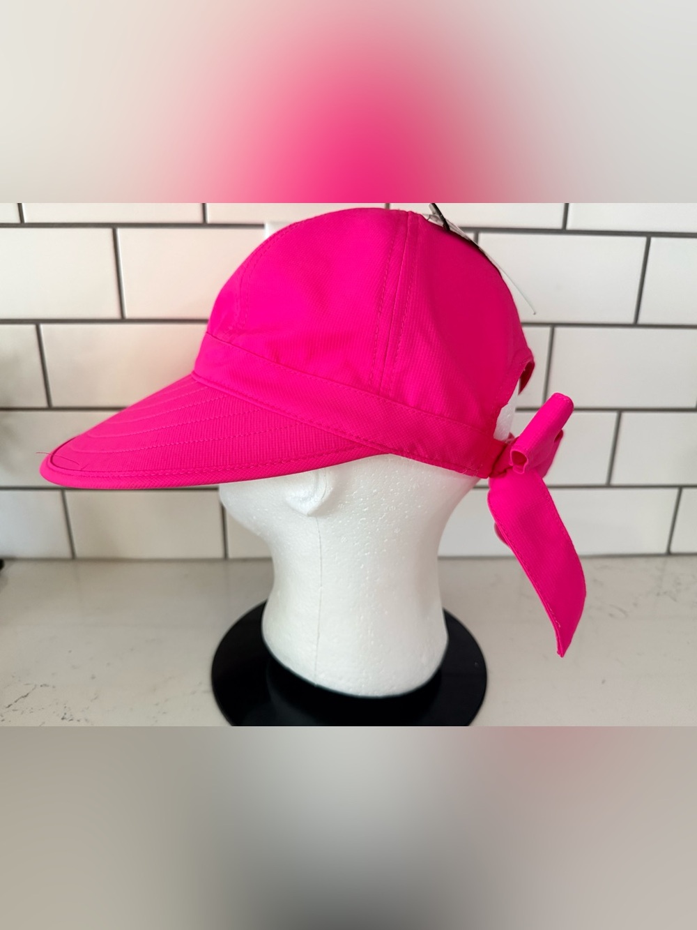 NWT Facesaver Cap Wide Brim Golf Beach Hat Adjustable Bow OS Pink Hobby Lobby
